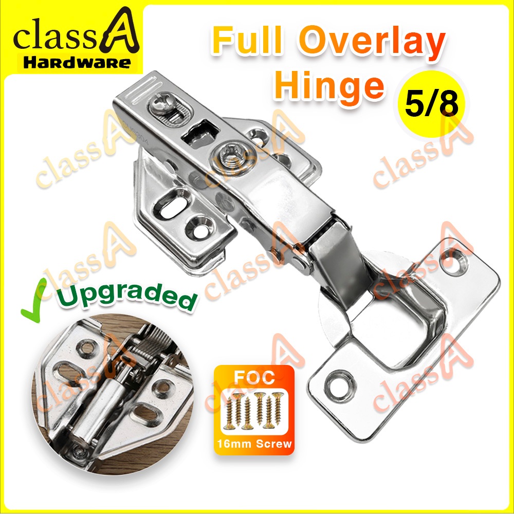 ClassAHW 5/8" Kitchen Cabinet Furniture Soft Close Hydraulic Conceal Door Hinge Stainless Steel Engsel Pintu Kabinet
