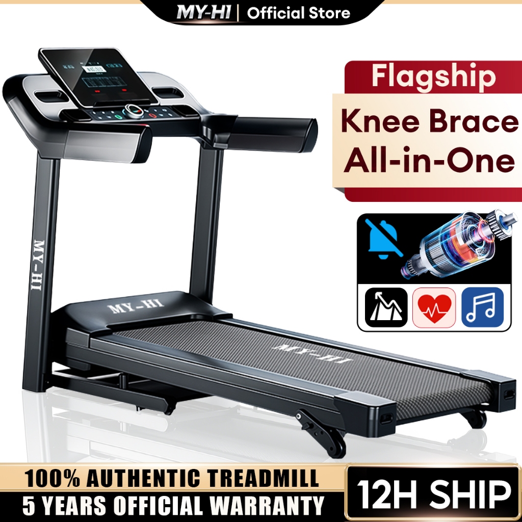 MY-HI Treadmill Foldable Slope Incline Walking Pad Smart with Bluetooth Speaker Heart Rate Monitor