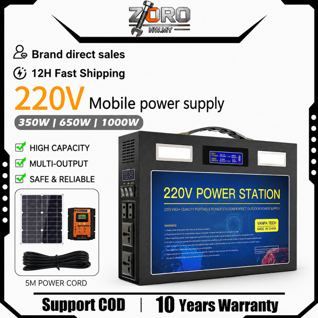 【ZORO Portable Power Station】 Large Capacity Power Supply 300W 600W 1000W AC DC Backup Power Multi Device Charging