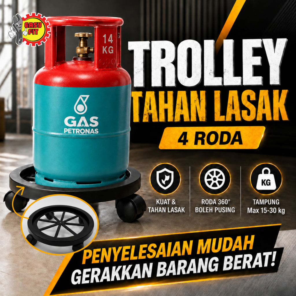EASY FIT Plastic Round Roller Gas Cylinder Stand (34cm)