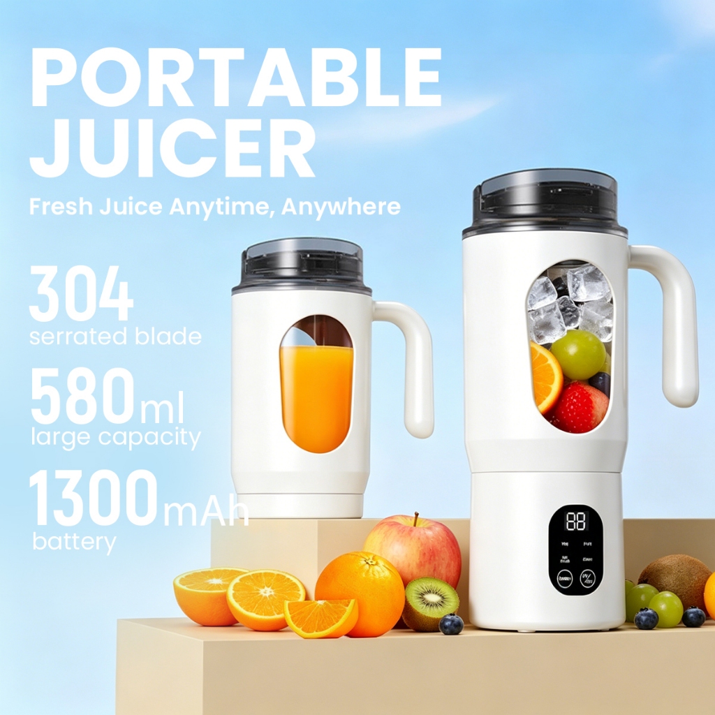 Portable Electric USB Juicer Blender 580ml (12 Blades Smoothies Maker)
