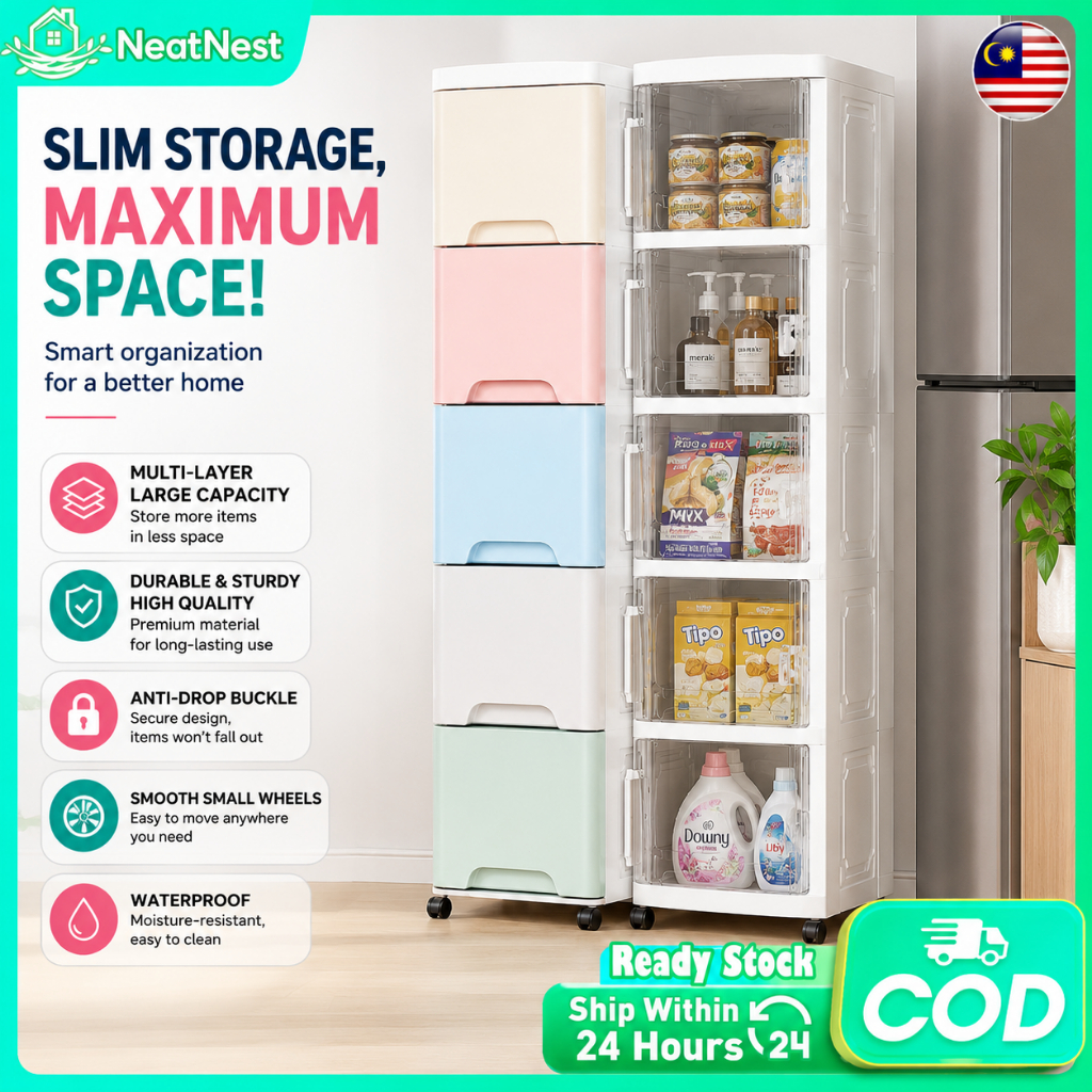 Slim Plastic Drawer Gap Plastic Drawer Cabinet Bathroom Cabinet Moving Rack Kitchen Organizer 抽屜櫃