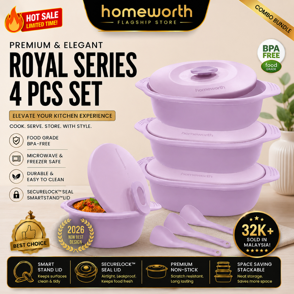 HOMEWORTH Royal Series Casserole 4PCS Set Microwave-Safe Food Server Container Party Serving Tray Set Kitchenware