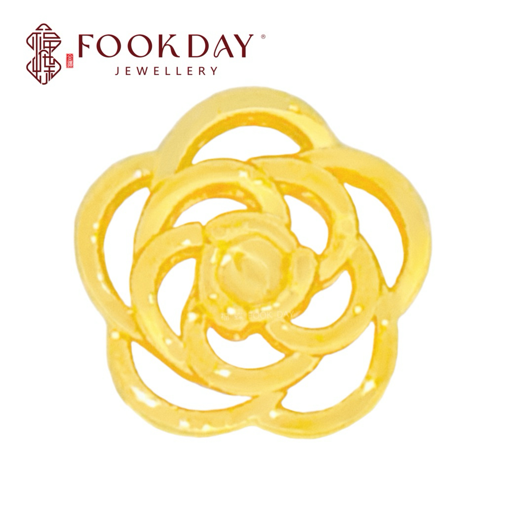FOOKDAY 916 5D 黄金玫瑰花串珠 Gold 916 Rose Charm Emas 916 Manik Bunga Mawar Bajet Hadiah