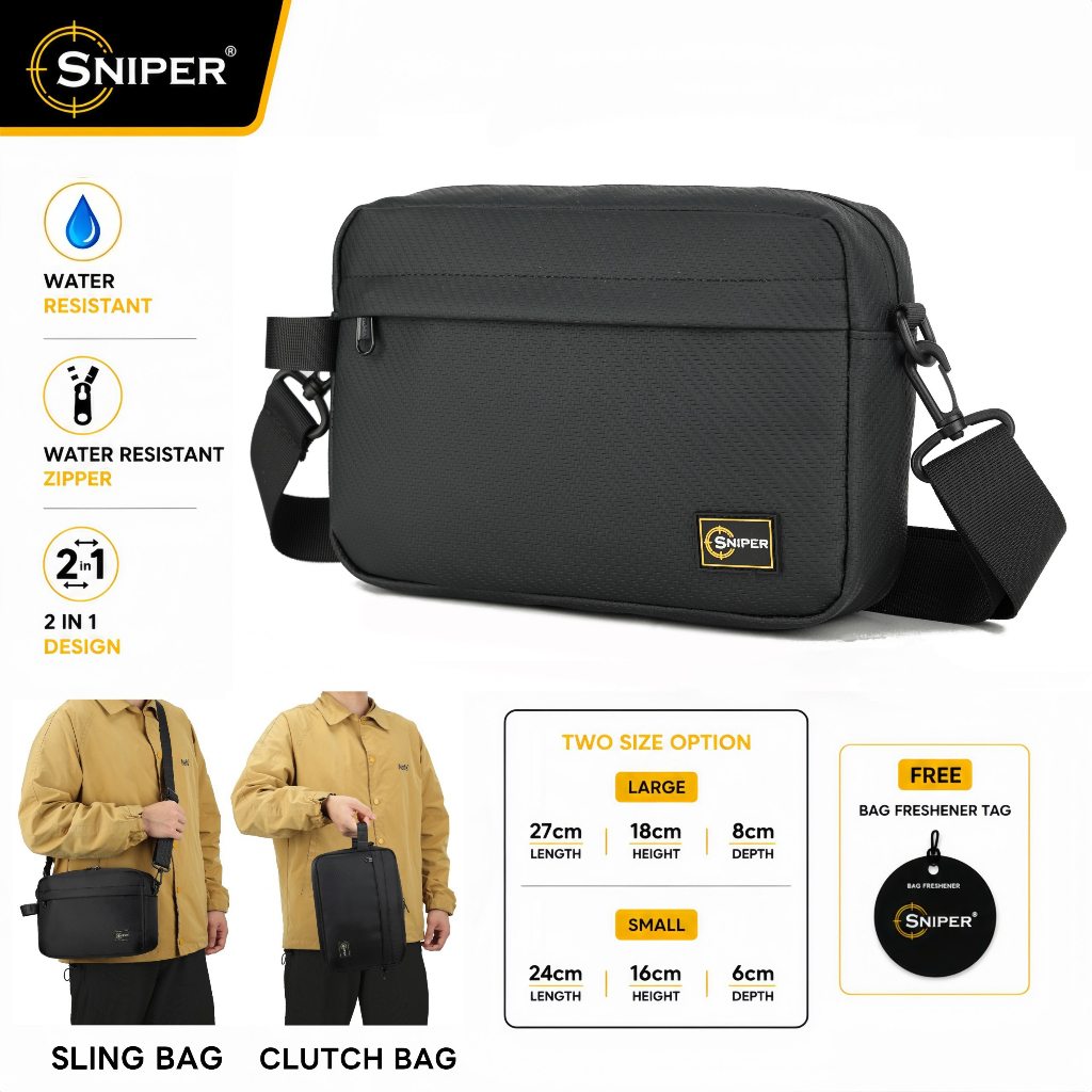 SP007) Kualiti Tinggi SNIPER 3 IN 1 Water Resistant Beg Silang beg tangan sling bag clutch bag Waterproof Zipper Cover