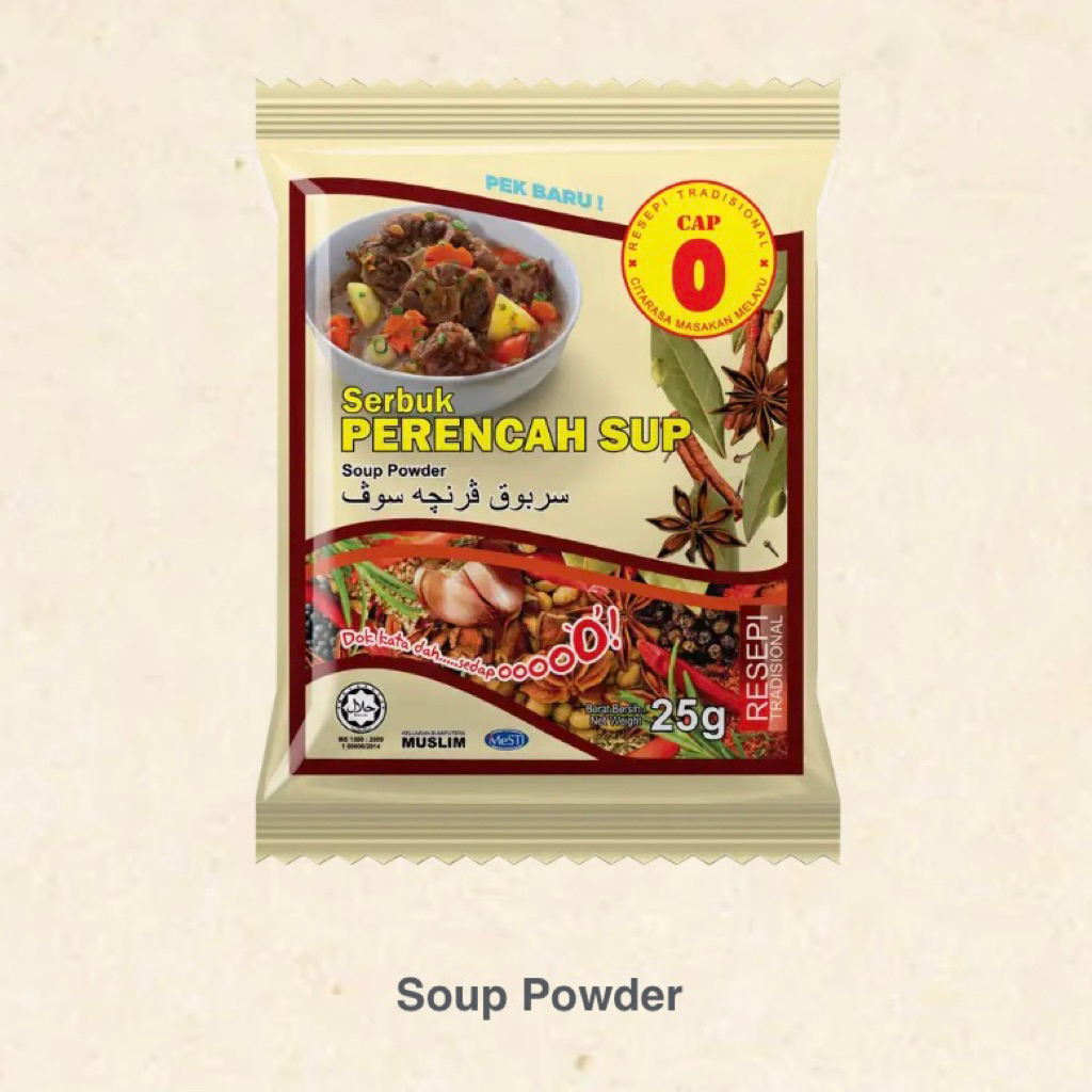 [25g SUP] Perencah Sup Cap O Brand Soup Powder Spice Produk Lokal Bumiputera Local Product Halal 25gram