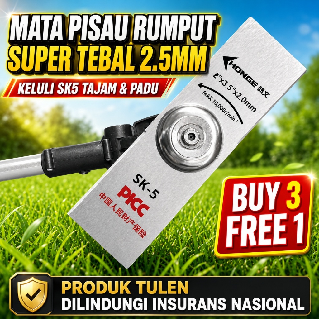 Mata Pisau Mesin Rumput 12 Inch Brush Cutter Metal Blade Universal, Pisau Potong Rumput Besi untuk Grass Cutter Trimmer