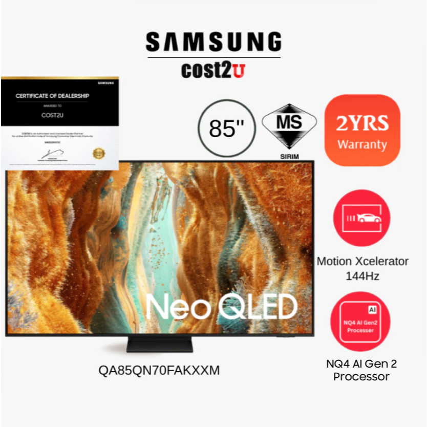 Samsung 75/85" QN85D QN70F Neo QLED 4K Smart AI TV | QA75QN85DBKXXM QA75QN70FAKXXM QA85QN70FAKXXM Television 电视机