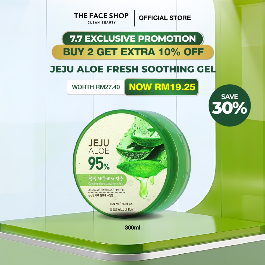 [THE FACE SHOP Official] Jeju Aloe Soothing Gel (300ml) - Aloe Vera, Korean, Facial, Body, After Sun