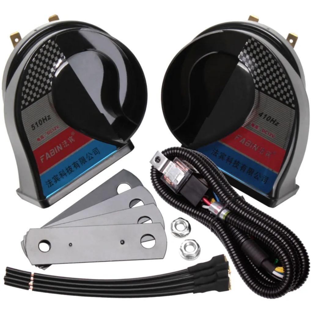 FARBIN Horn 12V Loud Dual-Tone Waterproof Auto Horn Electric Snail Horn Kit with Relay Harness, Horn Motor, Horn Kereta