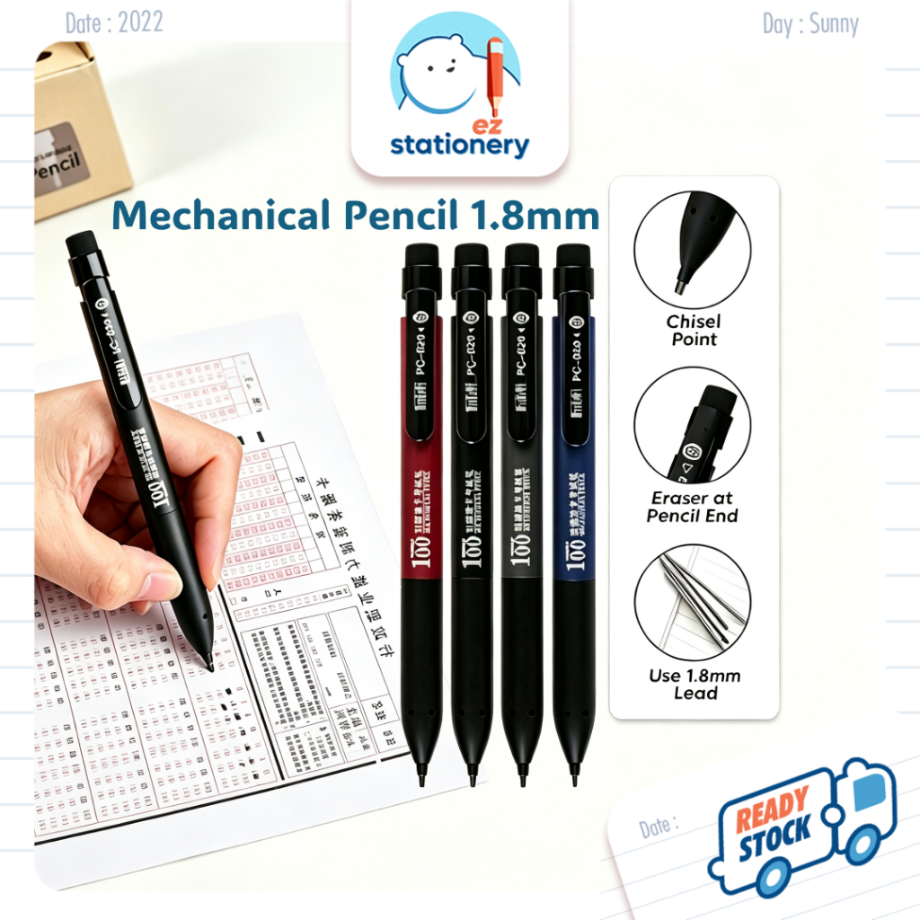 Ready Stock 2B Mechanical Pencil 1.8mm Khat Pensel Jawi Calligraphy Pen G943 Chisel Tip Pencel Pensil Student 笔芯笔