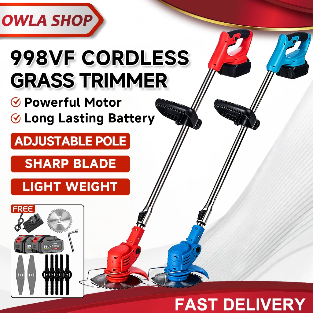998VF Mesin Rumput Rechargeable Cordless Grass Trimmer Lawn Mower Cordless Grass Cutter Battery Mesin Potong Rumput 割草机
