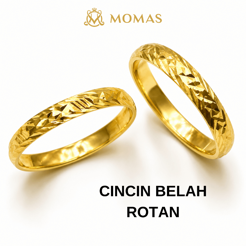 MOMAS CINCIN BELAH ROTAN Emas 916 Tulen Cincin Emas 916 Original Cincin Emas Bajet Cincin Murah Emas Original 916 Tulen