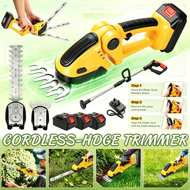 Cordless Grass Hedge Trimmer 24V Battery Powered Dual Head Grass Weeder Hedge Cutter For Backyard Plant & Grass Care