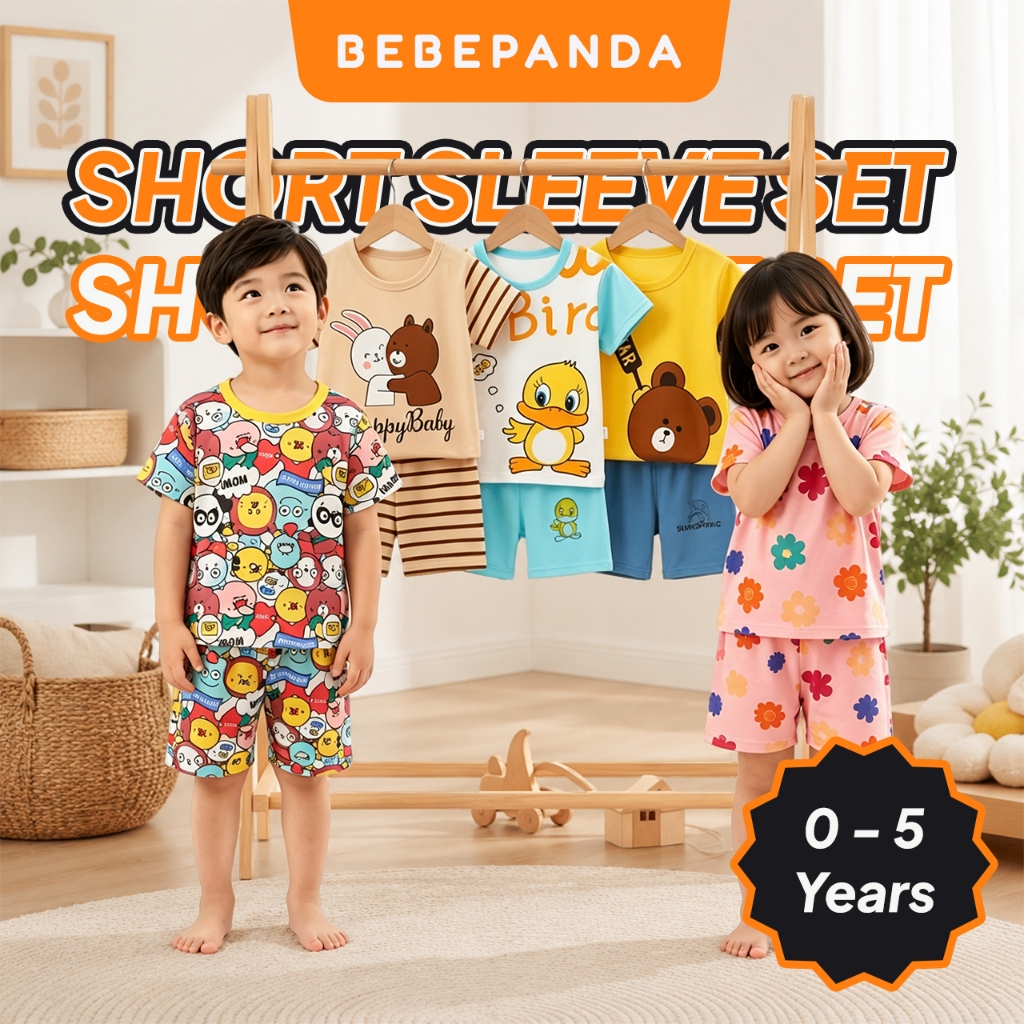 Baby Short Sleeve Set 0-5 Years Baju Lengan Pendek Seluar Pendek Bayi Cotton Soft Fabric Daily Wear