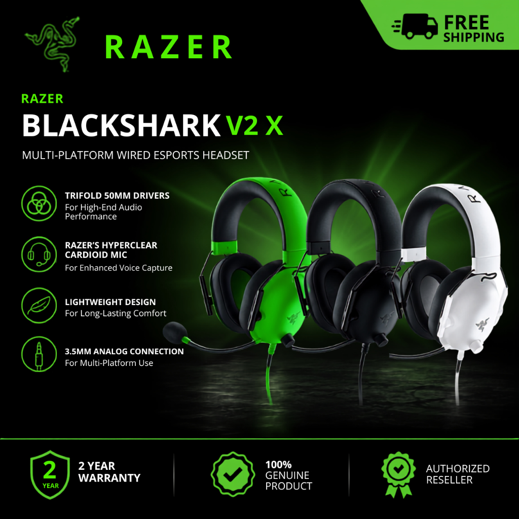 Razer BlackShark V2 X Gaming Headphones | 7.1 Surround Sound | HyperClear Mic | Free Shipping