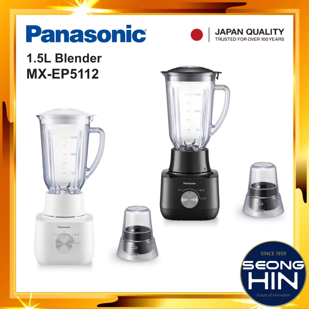 Panasonic MX-EP5112 1.5L Blender with Dry Mill 450W Pengisar Buah Mesin Kisar Dapur White Black MX EP5112