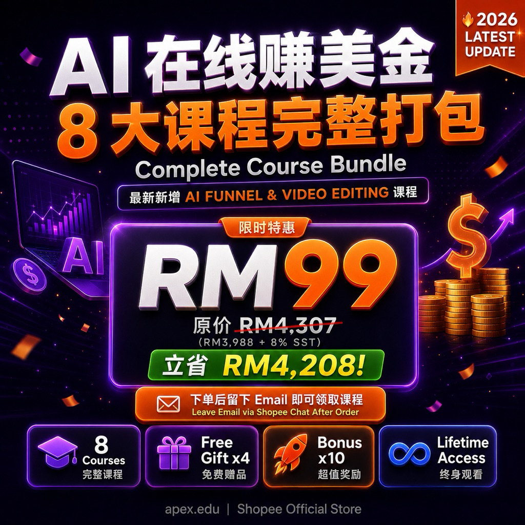 AI 在线赚美金 不必出国 马来西亚 也能线上找到美国客户 省时间-更方便•更省钱Ai工具Ai设计Ai视频Ai副业 Ai网络 Ai营销
