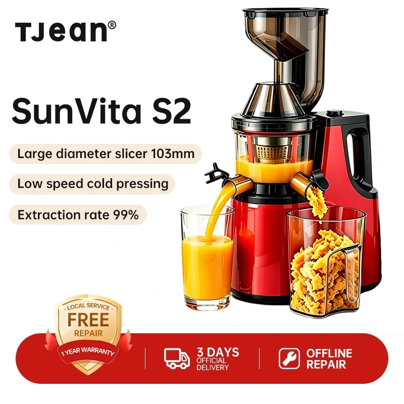 TJean 150W Masticating Cold Press SlowJuicer with 304 Stainless Steel Blade Rinse-Clean in One Go SunVita S2 Mesin Jus