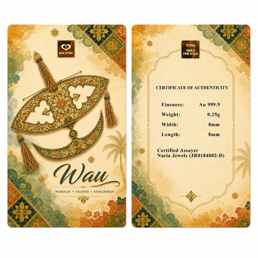 Naria 999.9/24K Gold Bar 0.25gm Wau Design Limited Edition Emas Tulen Gold&hellip;