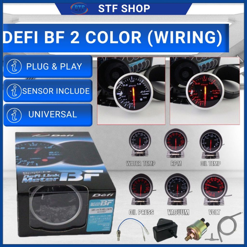 Defi Meter 2.5 Inch Defi BF 3 Beradik / 6 Beradik Oil Temp,Boost,Volts,Vaccum,Tachometer,Water Temp