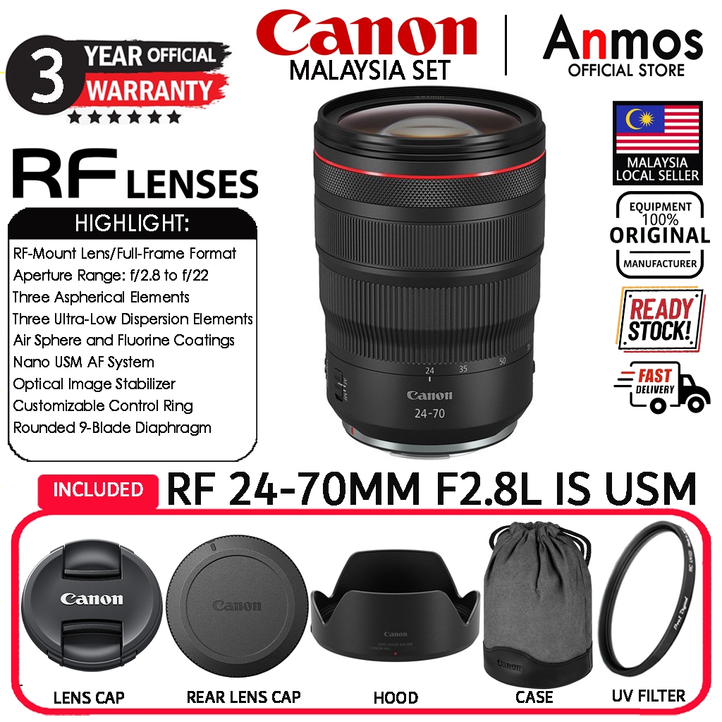 CANON RF 24-70MM F/2.8 L IS USM LENS ( CANON MALAYSIA 3 YEARS WARRANTY )