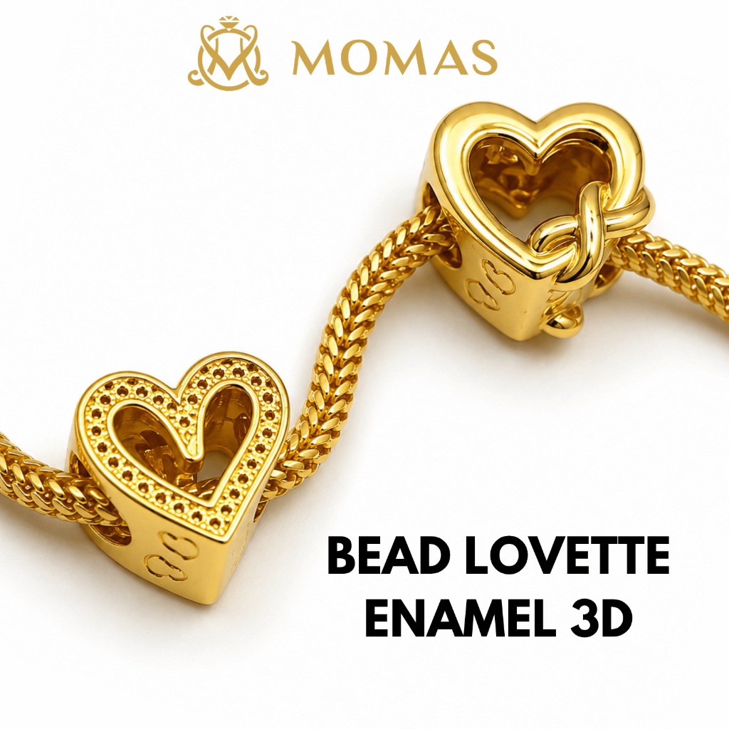 MOMAS BEAD LOVETTE ENAMEL 3D Bajet Emas 916 Beads Alphabets 3D Bead Enamel Emas 916 Charms 916