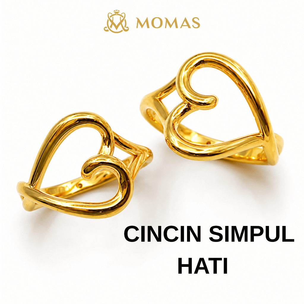 MOMAS CINCIN SIMPUL HATI 5D Emas 916 Original Cincin Emas 916 Hard Gold Cincin Emas 916 Cincin Emas 916 Tulen
