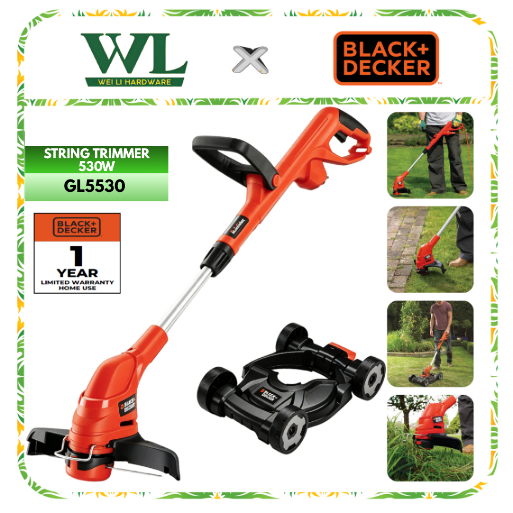 BLACK+DECKER GL5530 String Trimmer 530W/Grass Trimmer/ Electric String Trimmer/Grass Cutter/Mesin Potong Rumput