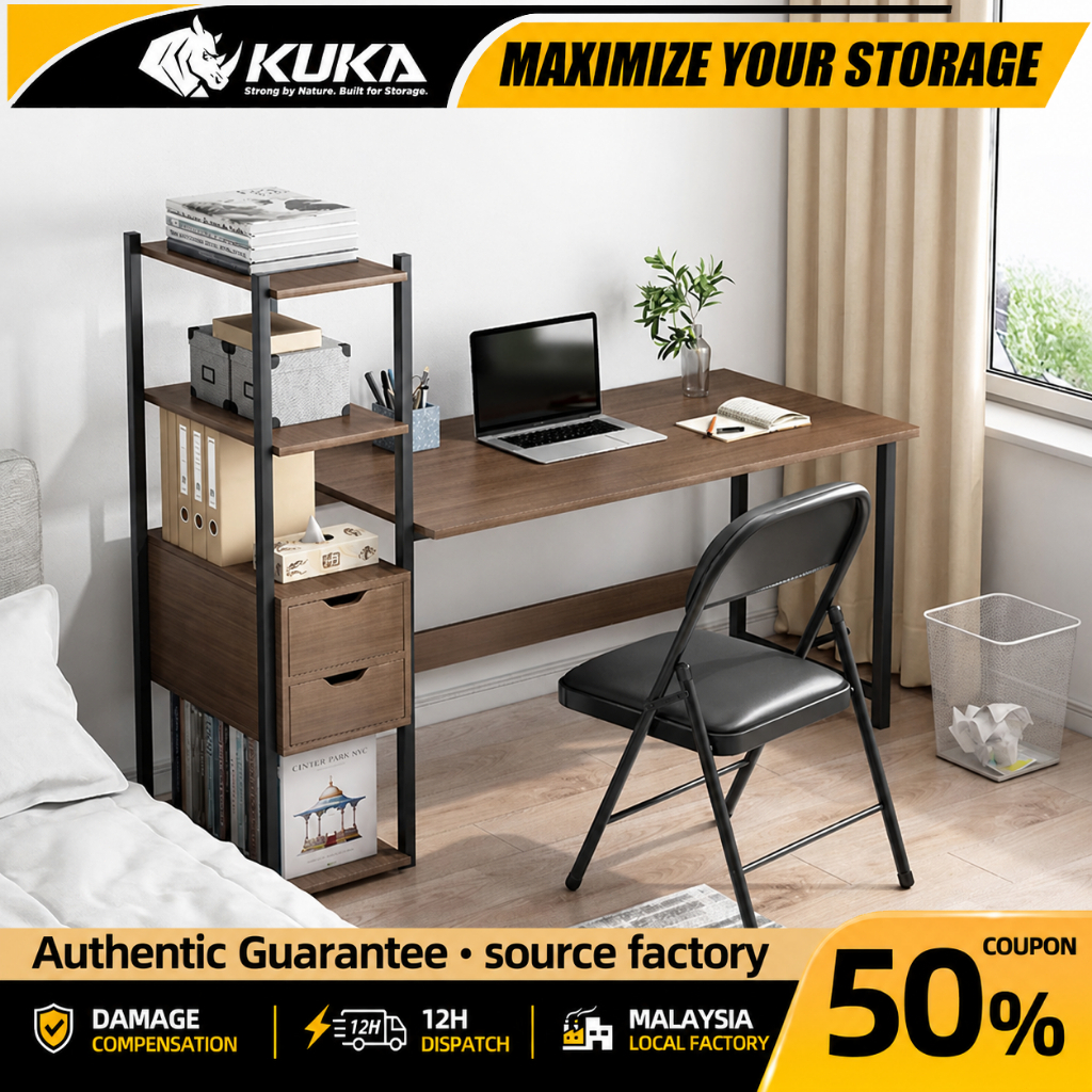 Meja Komputer Computer Table Table With Bookshelf Office Family Study Modern Computer Table With Shelf Meja Belajar 电脑桌
