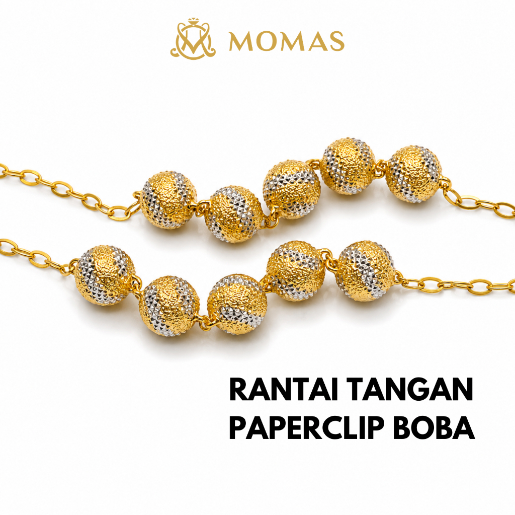 MOMAS RANTAI TANGAN PAPERCLIP BOBA 5D Emas 916 Tulen Rantai Tangan Emas 916 Rantai Tangan Emas 916 Tulen Emas 916 Viral