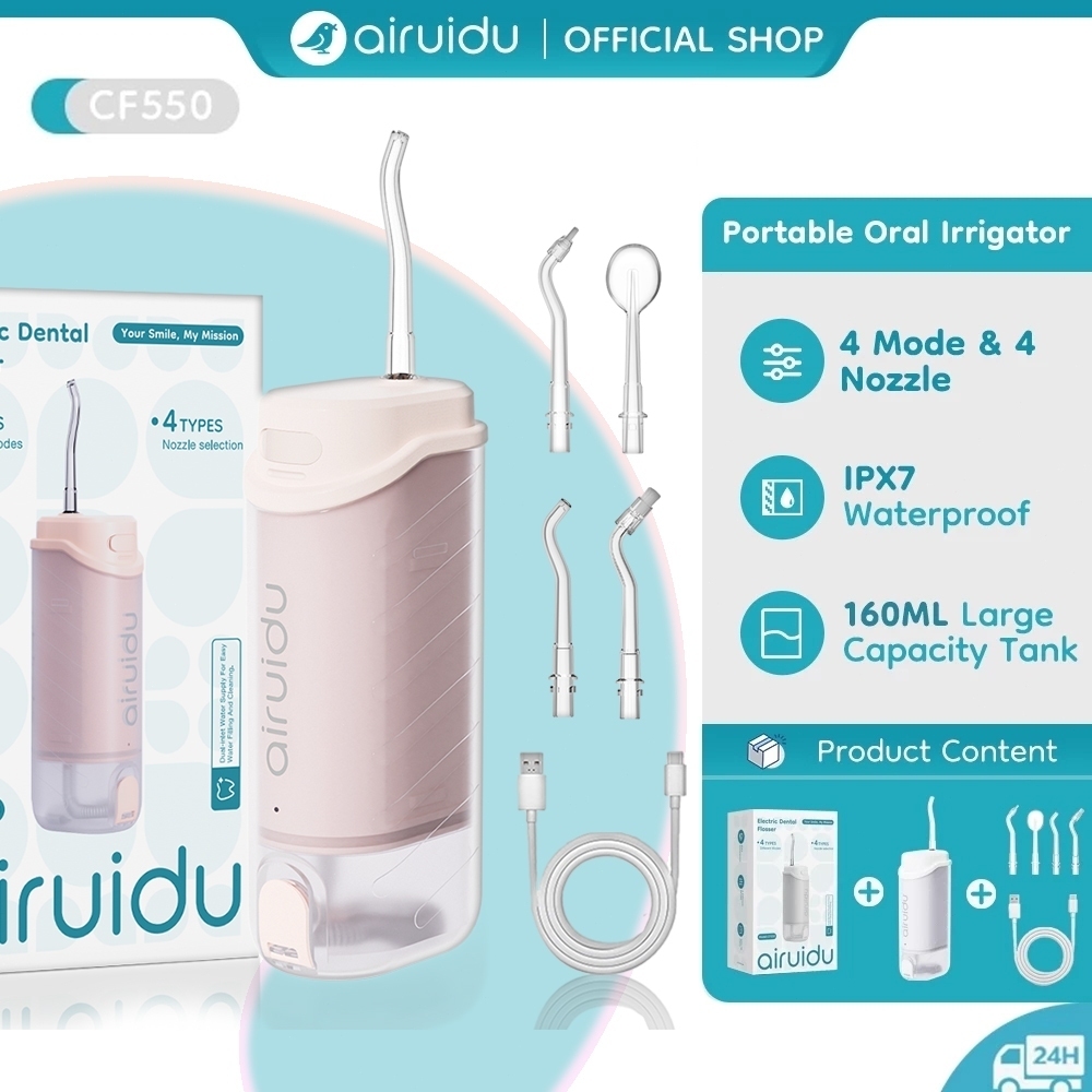Airuidu CF550 Portable Water Flosser Large Capacity Oral Irrigator Travel Essential 4 Speed Level Waterproof