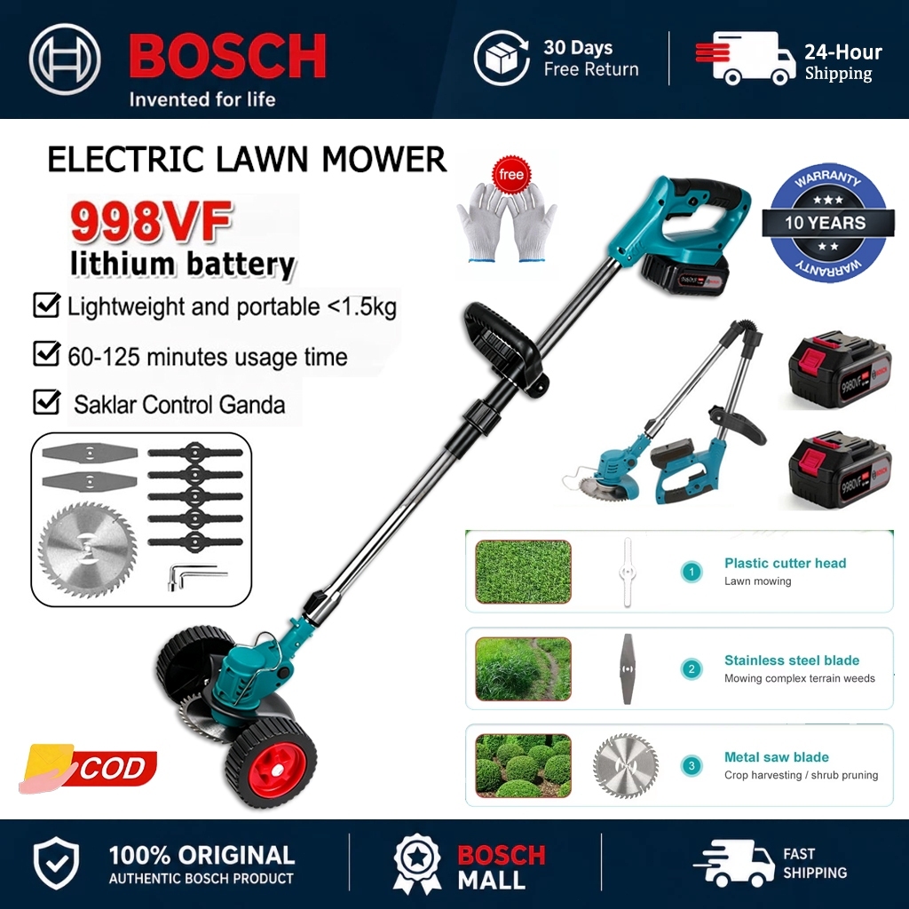 Bosch Mesin Rumput 9980VF Lithium Battery Cordless Grass Cutter Trimmer Lawn Mower Electric Mesin Potong Rumput割草機 電動