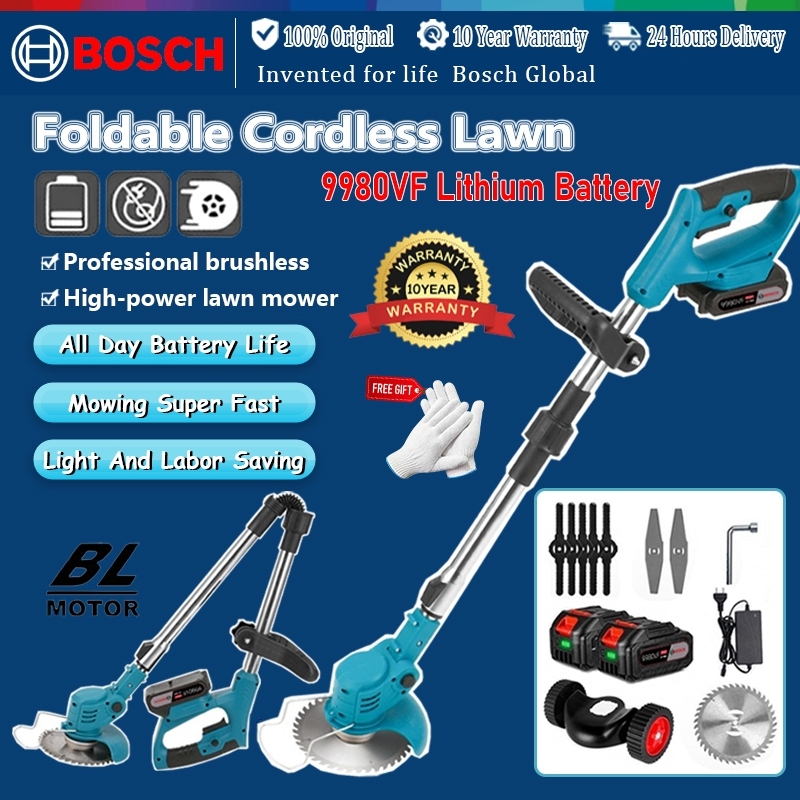 BOSCH Cordless Grass Cutter Mesin Rumput Bateri Grass Trimmer Cordless Lawn Mower Heavy Duty Mesin Potong Rumput