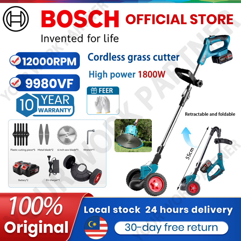 【10-year warranty】 Bosch Mesin  Bateri 9980VFRumput Cordless Grass Mower Lawn Grass Trimmer   Mesin Potong Rumput