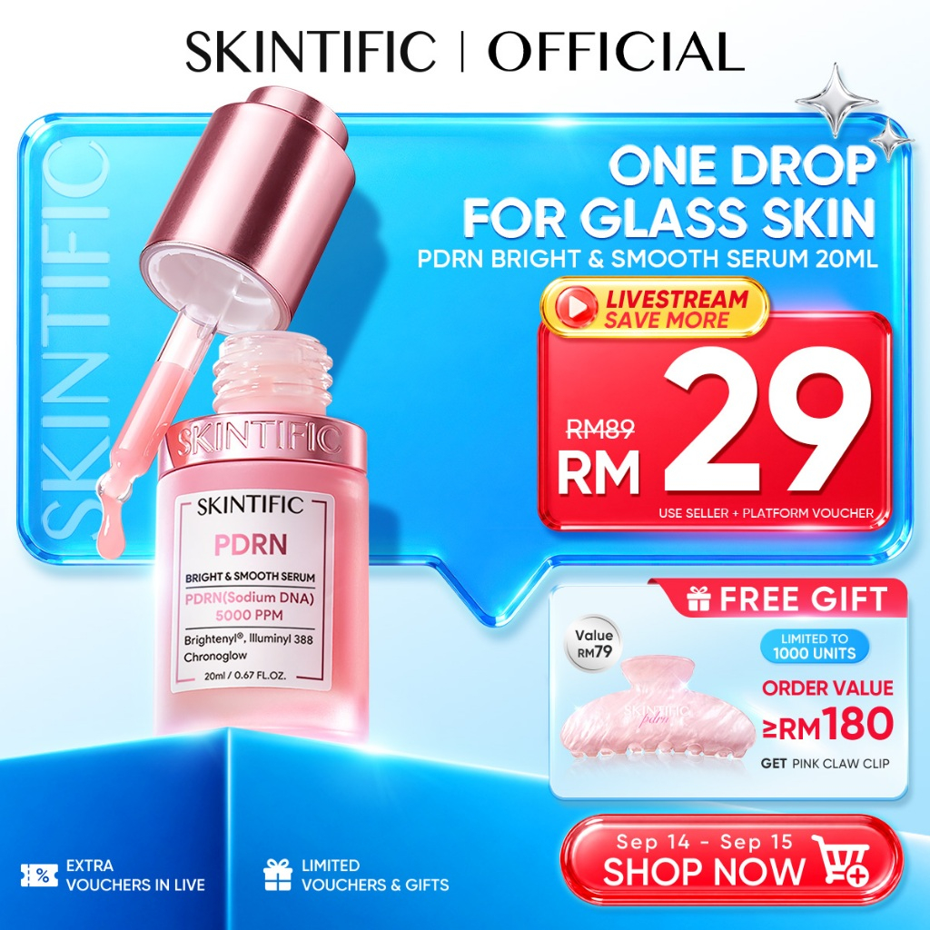 [6.5 NEW LAUNCH] SKINTIFIC PDRN 5000PPM Brightening Serum (20ml) Whitening Essence Fade Dark Spot, Anti-Aging Sensitive