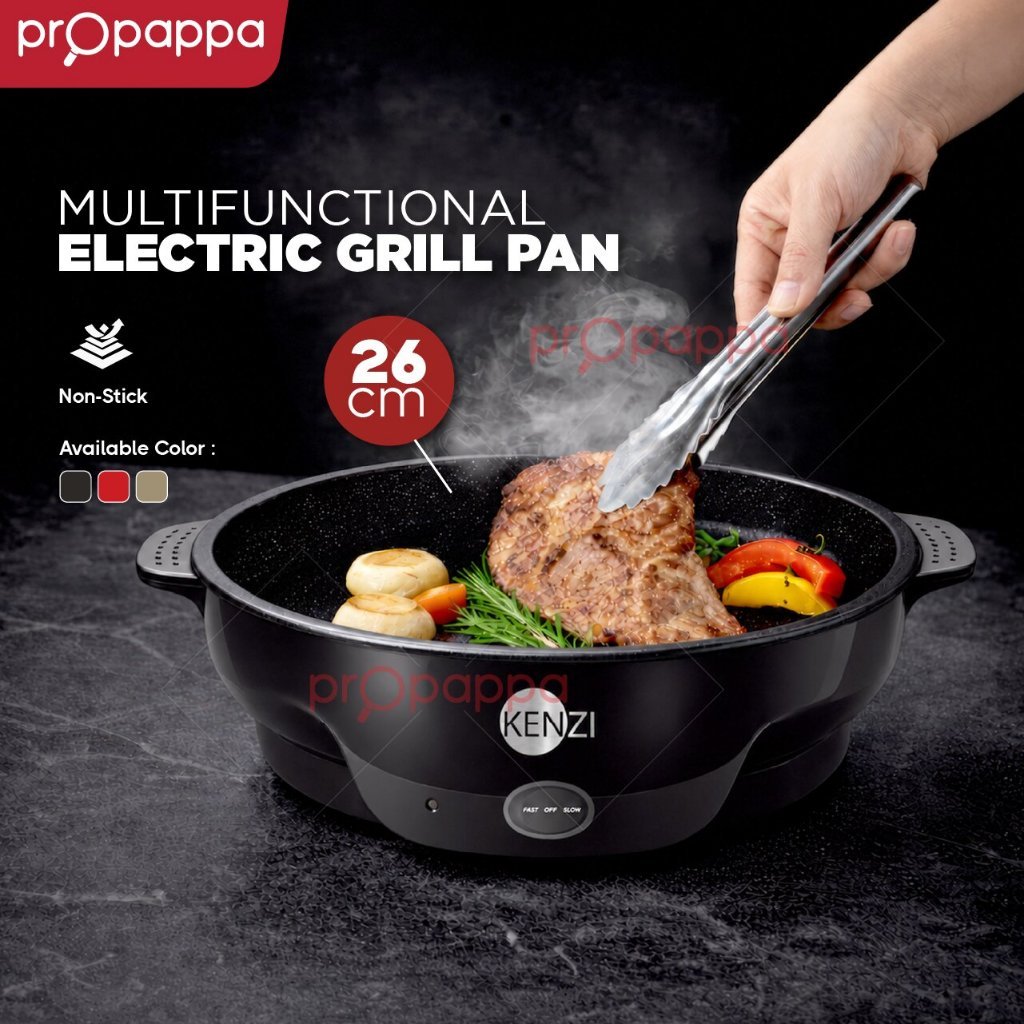 Propappa - Multifunctional Electric Grill Pan Outdoor BBQ Pan Even Heating Non-Stick Griddle (26cm)