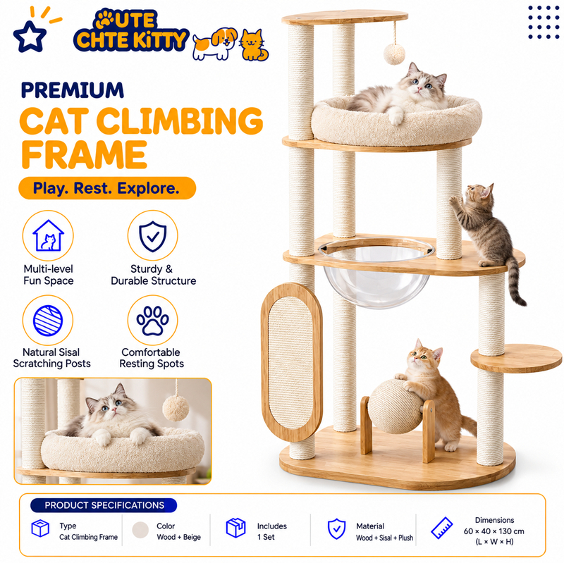 Cat Tree House Stable and does not shake Cat Climbing Frame Cat Condo Large Cat Tree Cat Tower CatScratching Board 猫爬架