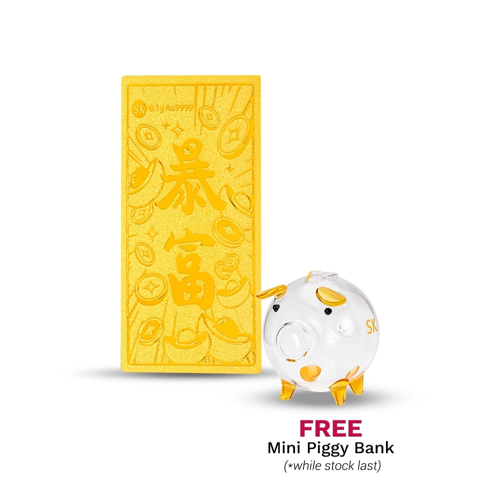 SK Jewellery (0.1G) Fortune Burst 暴富 999 Pure Gold Bar with Free&hellip;