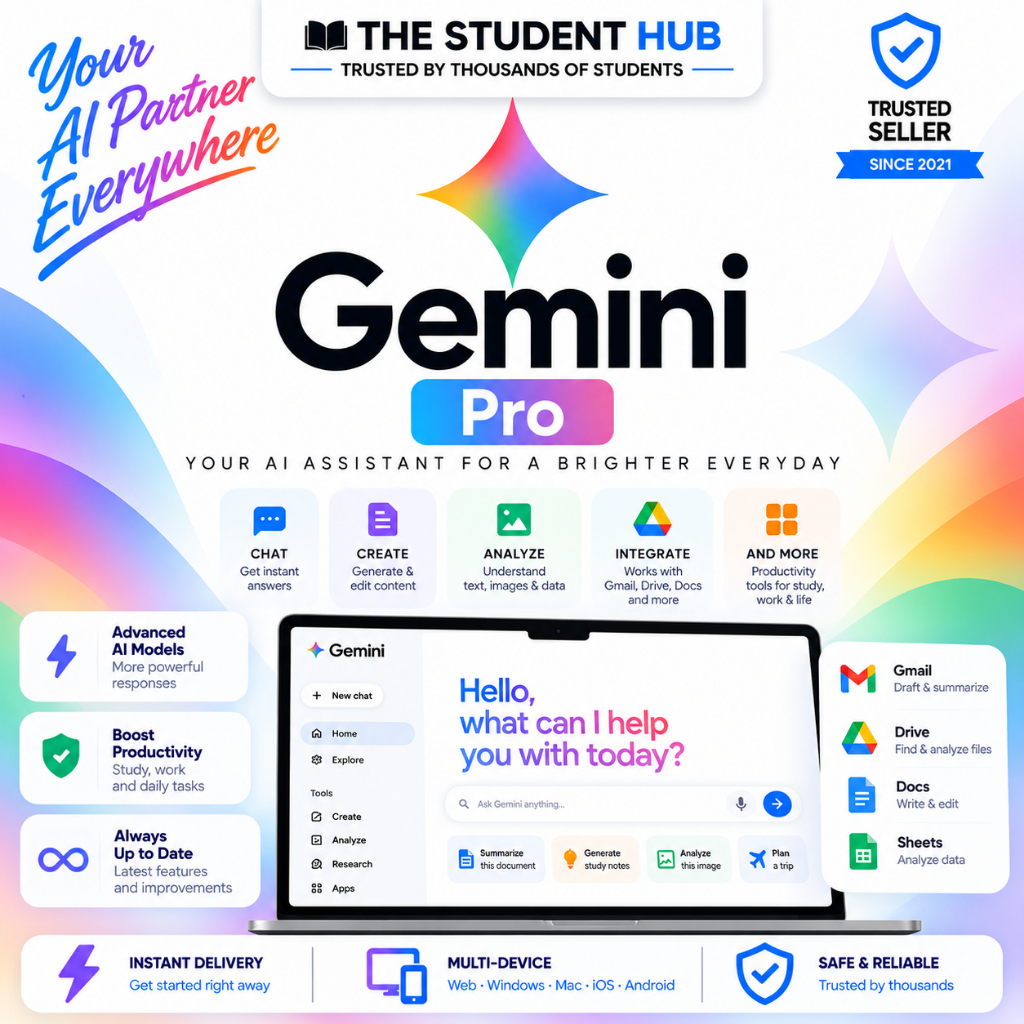 Google Gemini AI Pro | Instant Delivery | Premium AI Assistant