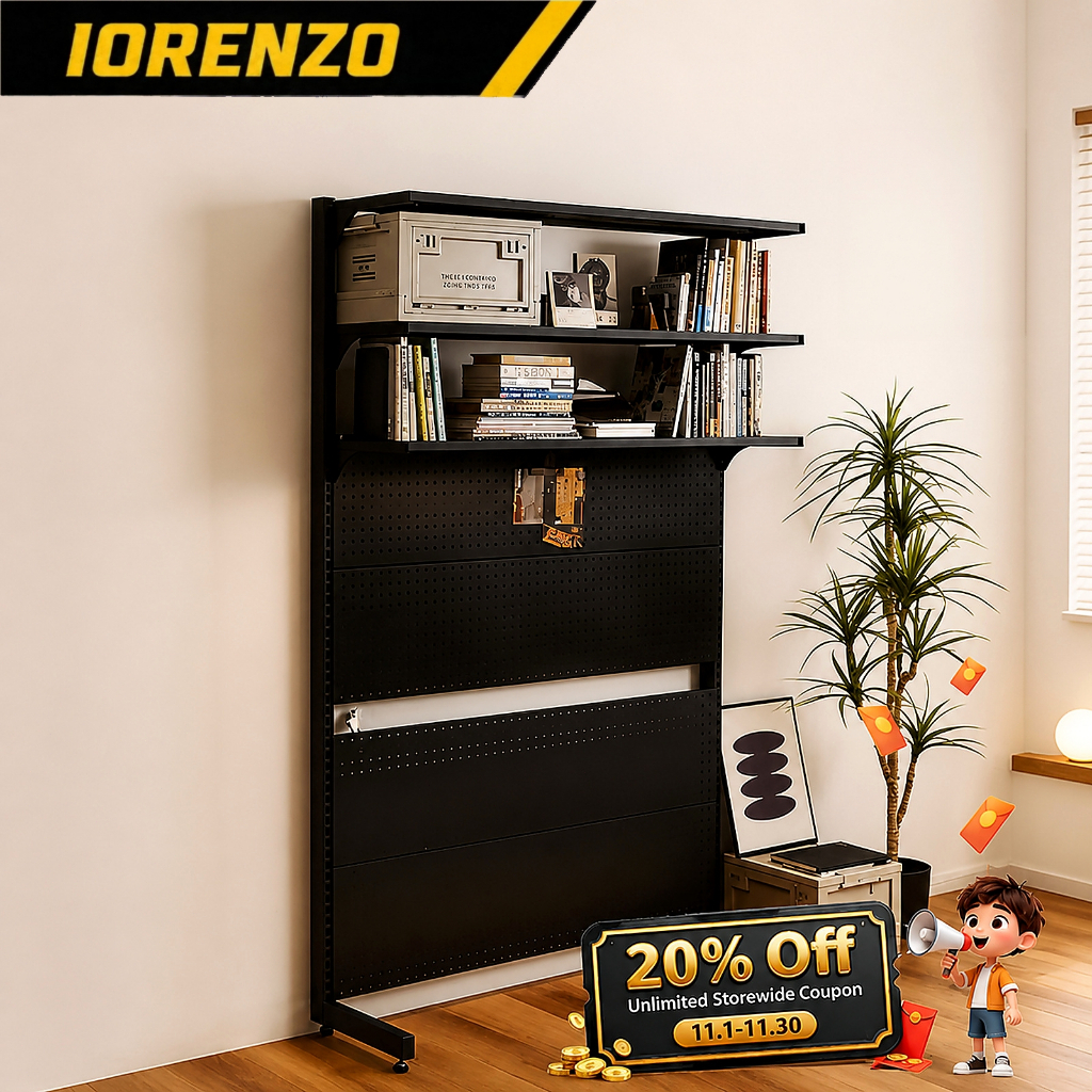 IO Multipurpose Pegboard Shelf Rak Buku Heavy Duty Space Saving Rak Meja Komputer Storage Rack Adjustable DIY  置物架/立式洞洞板