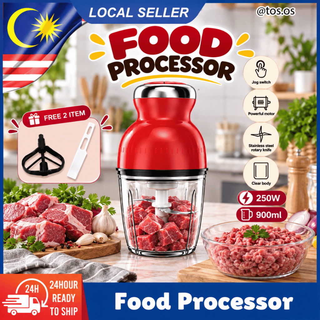 Chopper Blender Multifunction with Free Whisk & Spatula 250W 900ml / Mesin Makanan Multifungsi