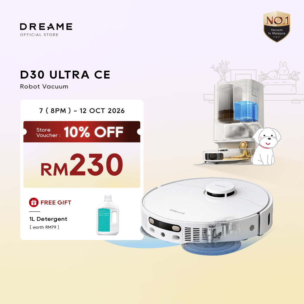 [NEW 2026] Dreame D30 Ultra CE Robot Vacuum | 25000Pa, PowerDock Self-Empty 100Days, Auto Mop Wash, Hot Air Dry, Refill