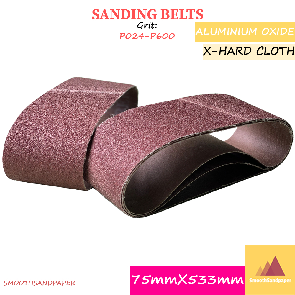 75X533mm X-Hard Cloth Sanding Belts / Aluminium Oxide 木材金属抛光打磨砂带 硬布氧化铝红砂带