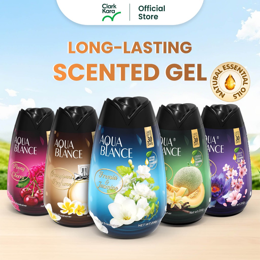 AQUABLANCE Scented Gel Air Fresheners | Natural Essential Oil Solid Fragrance |200g for Car, Room & Toilet [Mix & Match]