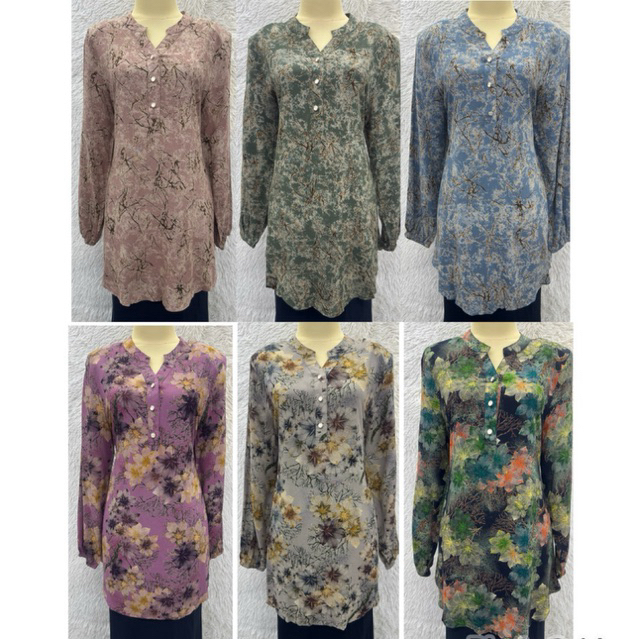 NEW arrived BLOUSE WANITA COTTON VISCOSE LENGAN PANJANG SIZE 40-50