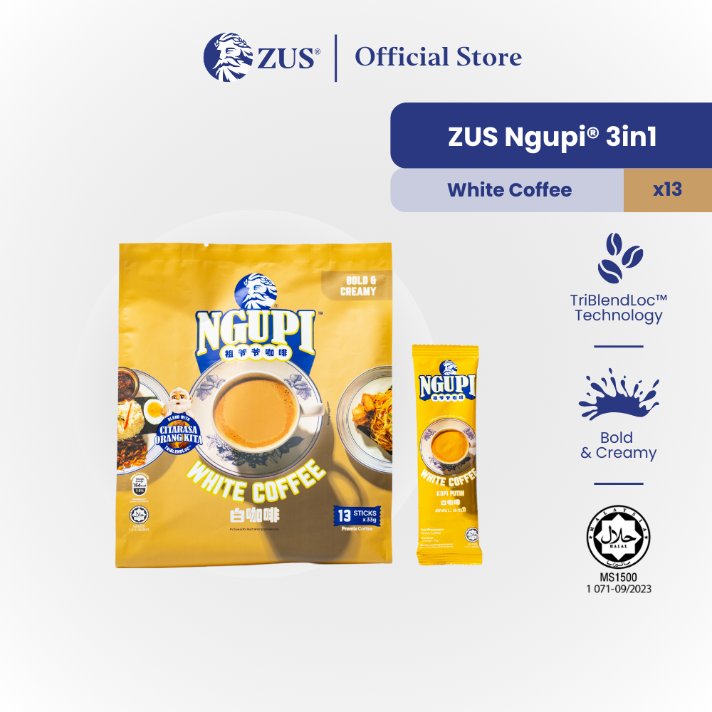 ZUS Ngupi® 3in1 Instant Coffee - White Coffee - 13 Sticks