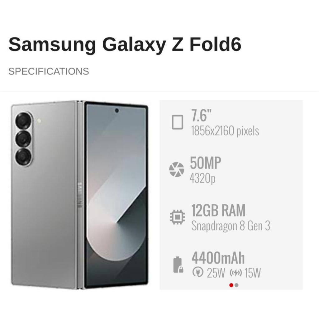 SAMSUNG Galaxy Z Fold 6 || (12GB+256GB) (12GB+512GB) (12GB+1TB) || SAMSUNG MALAYSIA 1 YEAR WARRANTY