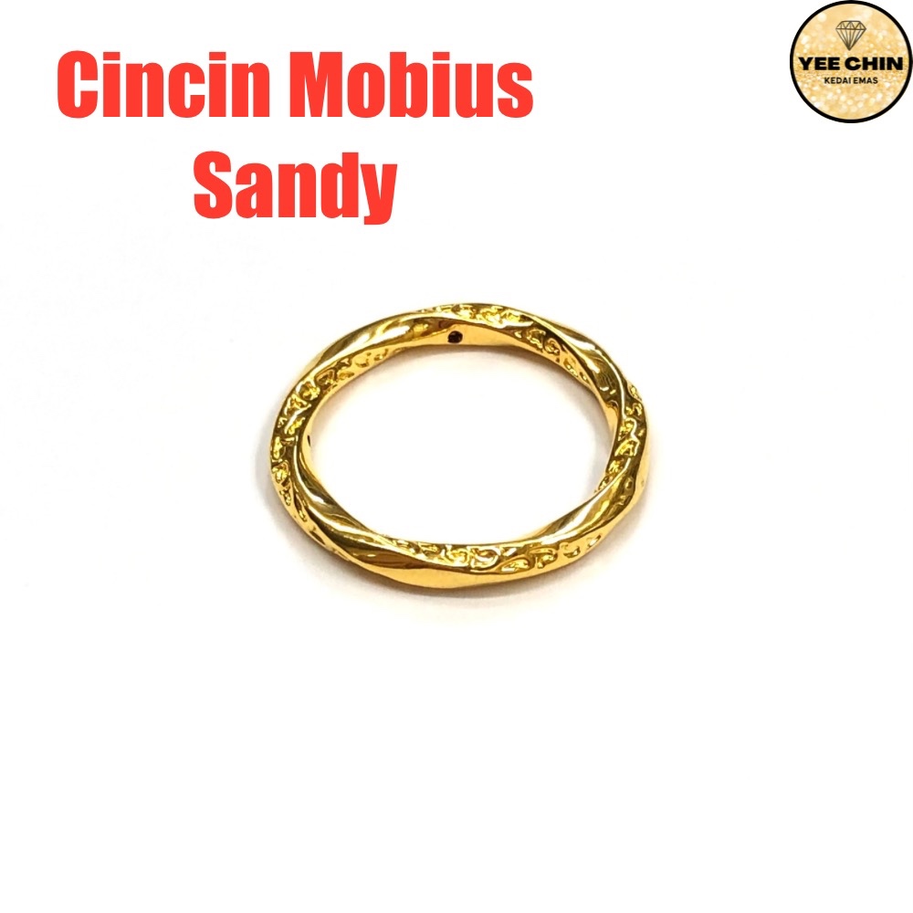 Yee Chin Cincin Emas 916 Mobious Sandy 5D Pintal / Ring Twist Mobius Gold 916