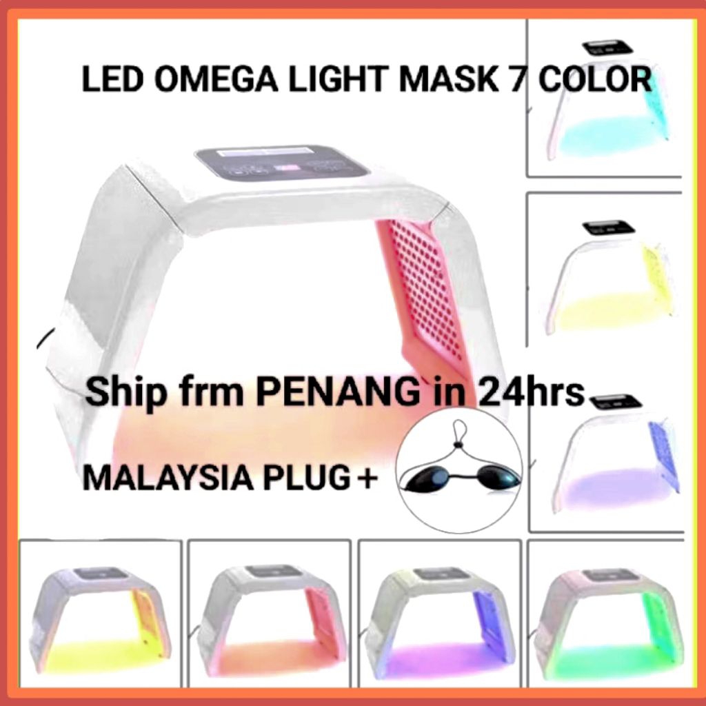 Malaysia Plug 7 Colors LED PDT Photon Omega Light Mask Omelon Facial Skin Care Therapy Machine Ready Stock PENANG